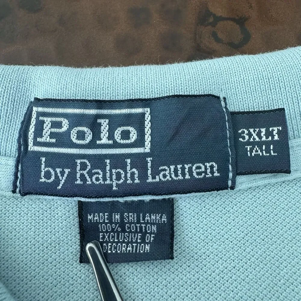 Polo Ralph Lauren Polo Shirt Men 3XLT Tall Blue Teal Big Tall Cotton Golf Pony
